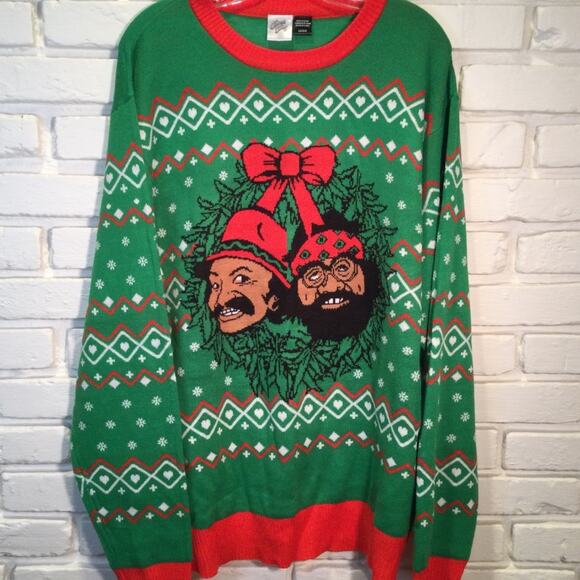 Ugly Christmas Sweater Cheech & Chong themed mens L - Picture 1 of 6